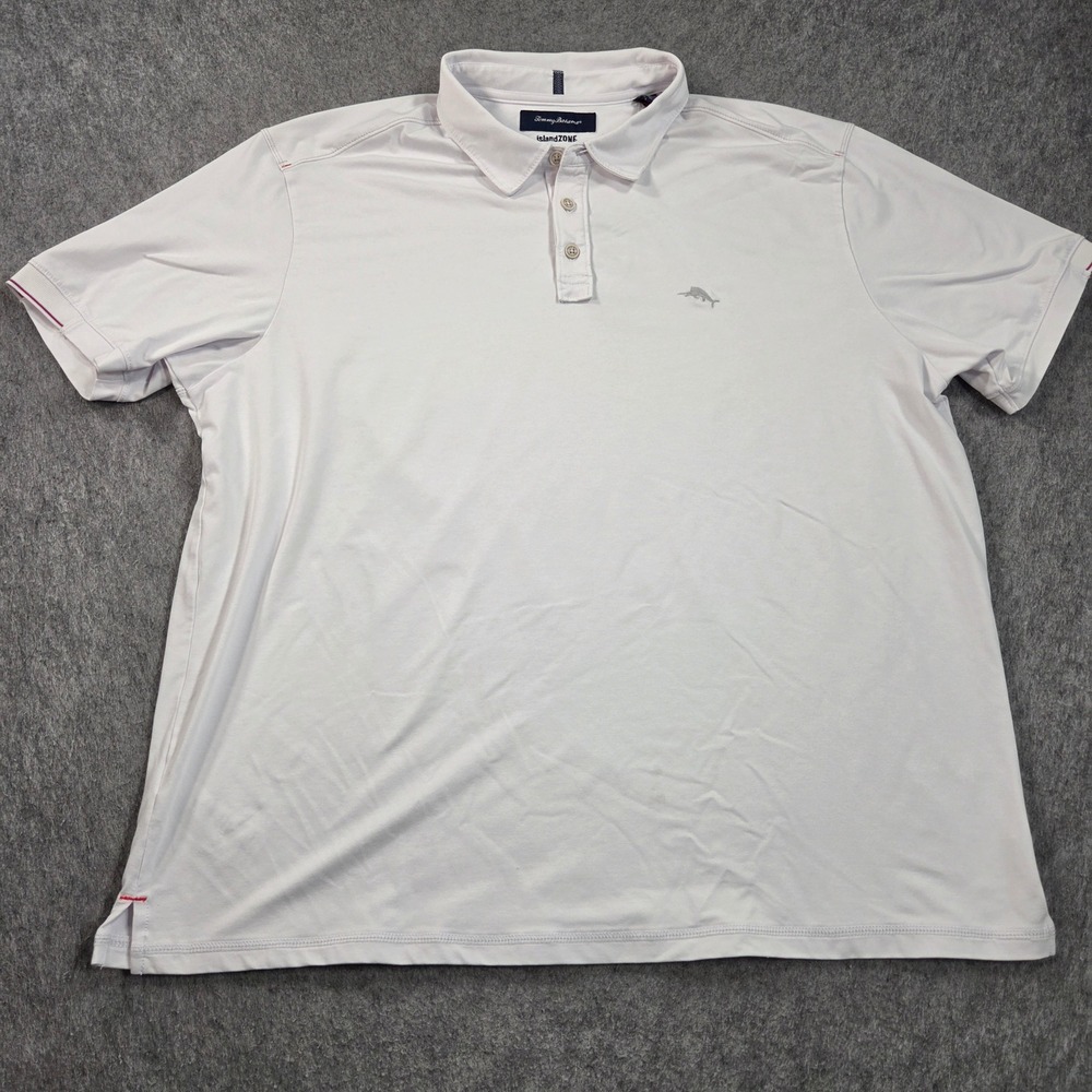 Tommy Bahama IslandZone Polo Shirt Mens XXL White Performance Short Sleeve